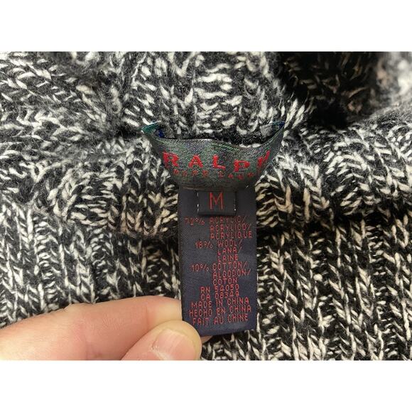 Ralph Lauren Fisherman Sweater Wool Blend Marled Knit Medium - Picture 5 of 9